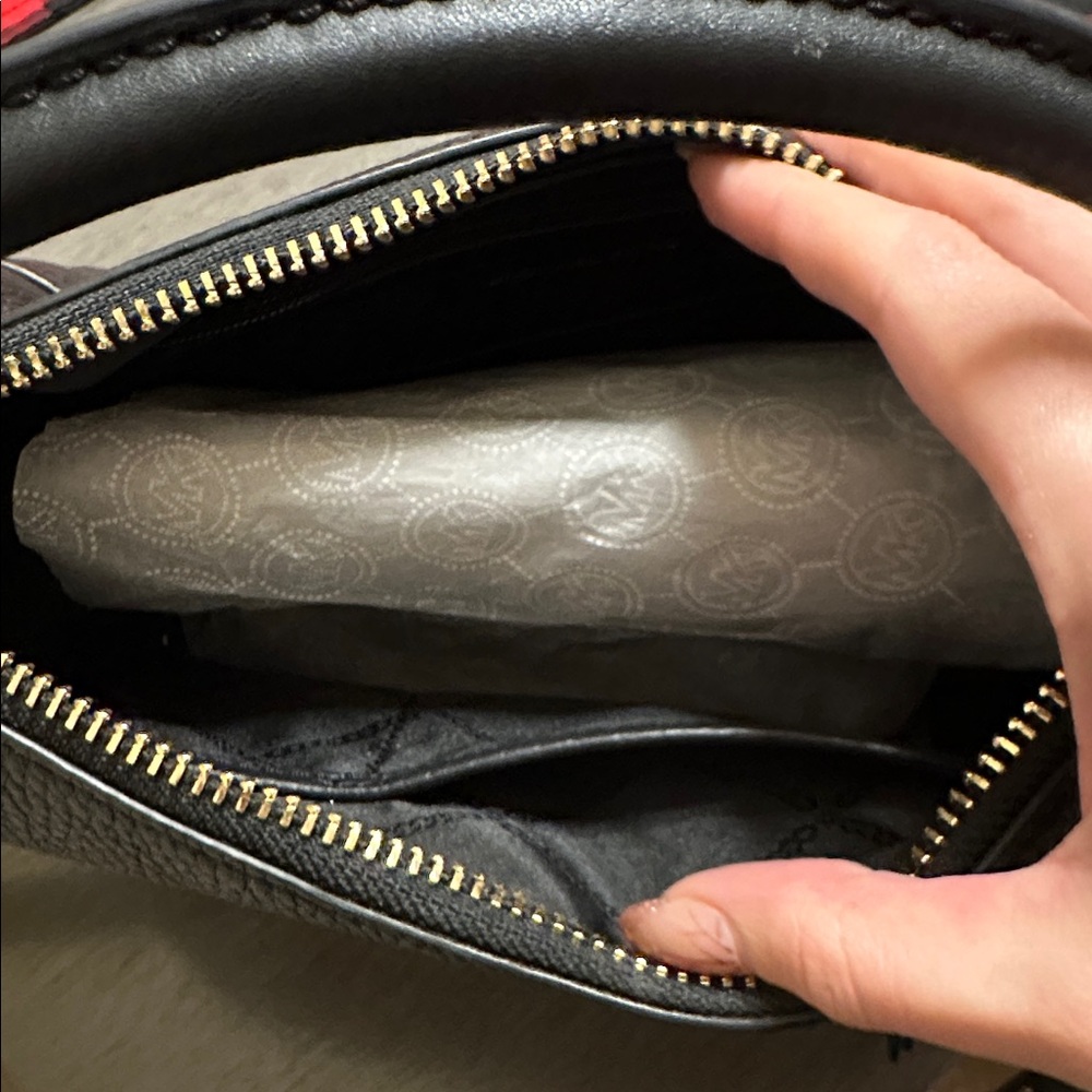 Michael Kors Black Leather Satchel with Gold Accents - Picture 3 of 4